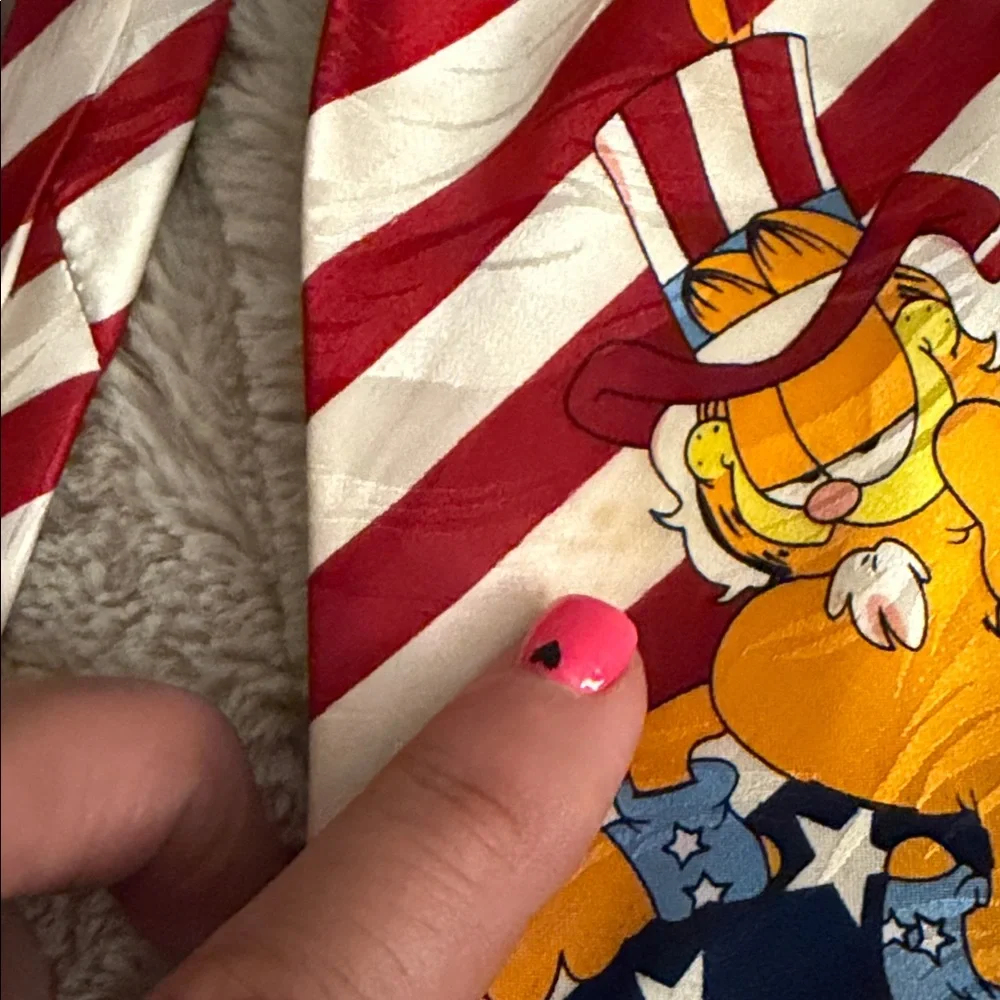 Vintage Garfield Silk Tie Uncle Sam USA Paws Keith Daniels Cat Patriotic